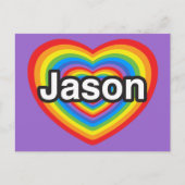 Ik hou van Jason. Ik hou van je Jason. Hart Briefkaart (Voorkant)