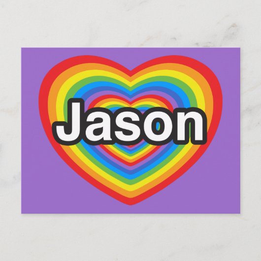 Ik hou van Jason. Ik hou van je Jason. Hart Briefkaart (Voorkant)