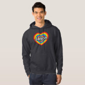Ik hou van Jason. Ik hou van je Jason. Hart Hoodie (Voorkant volledig)