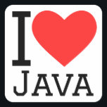 Ik hou van Java Vierkante Sticker<br><div class="desc">Ik hou van Java,  voor code liefhebbers</div>