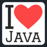 Ik hou van Java Vierkante Sticker<br><div class="desc">Ik hou van Java,  voor code liefhebbers</div>