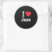 Ik hou van Jazz hart op maat gepersonaliseerd Ronde Sticker (Tas)