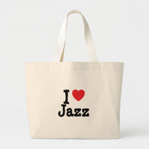 Ik hou van Jazz hart op maat Grote Tote Bag