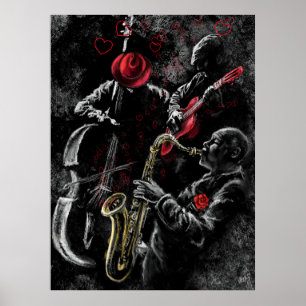 Ik hou van Jazz Music Poster - Kunst schilderen