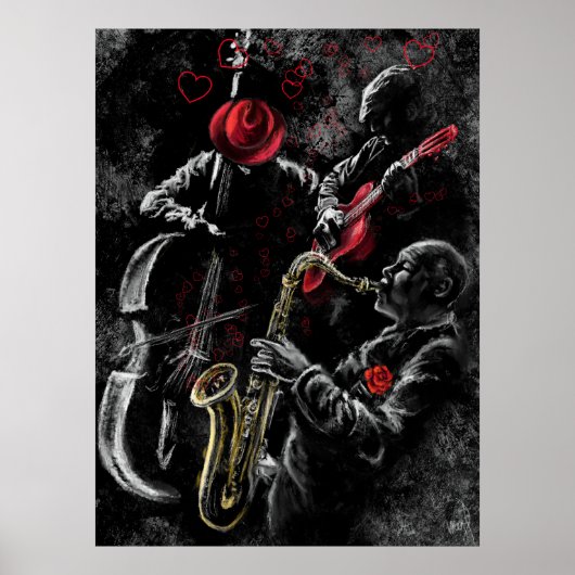 Ik hou van Jazz Music Poster - Kunst schilderen (Voorkant)