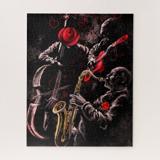 Ik hou van jazz muziek puzzel legpuzzel (Verticaal)