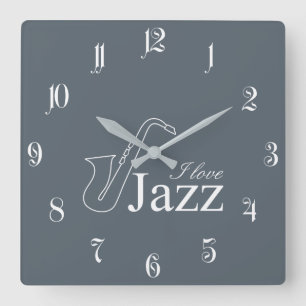 Ik hou van jazz vierkante klok