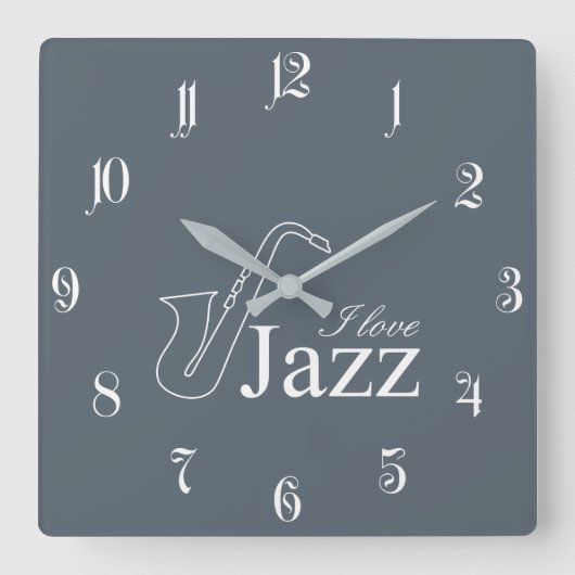 Ik hou van jazz vierkante klok (Voorkant)