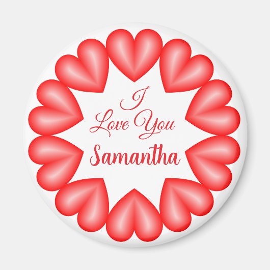 Ik hou van je 3d harten cirkel lijst magneet (Voorkant)