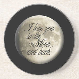 Ik hou van je aan de maan en de achterste realisti zandsteen onderzetter