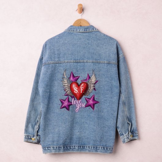 Ik hou van je aangepaste denim jas jacket (Hangar)