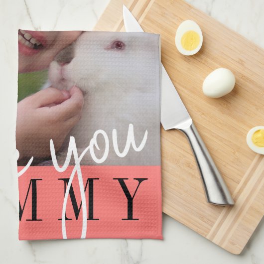Ik hou van je aangepaste foto van mama theedoek (Quarter Fold)
