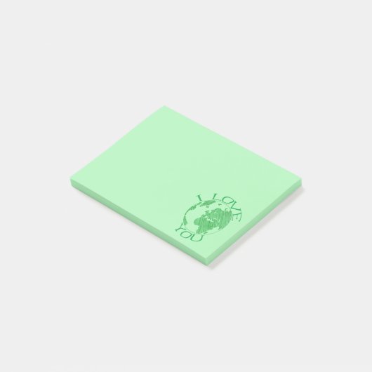 Ik hou van je Aarde, schetsen, groen Post-it® Notes (Schuin)