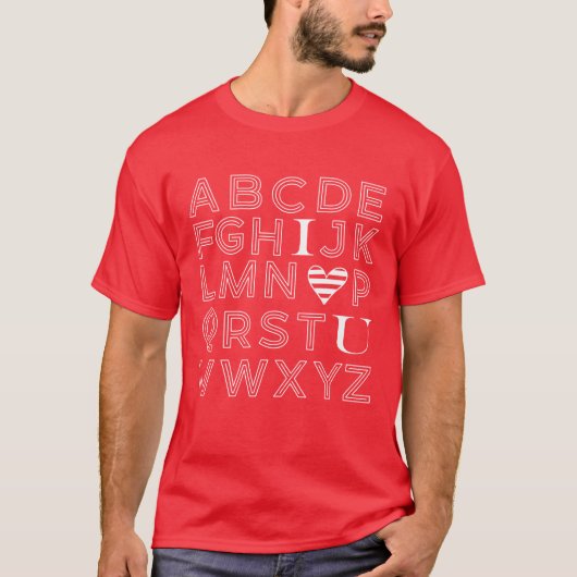 Ik hou van je ABC alfabet T-shirt (Voorkant)