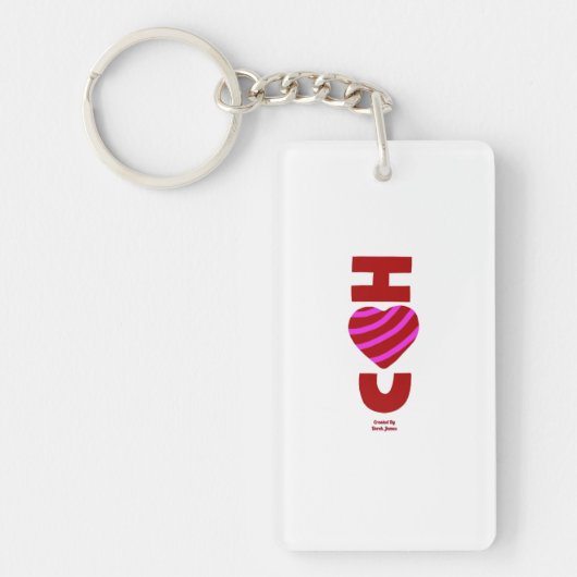 Ik hou van je acrylrechthoek Sleutelhanger (Voorkant)