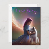 Ik hou van je... AI Fantasy Art Print Wolfcub & Gi Briefkaart (Voorkant / Achterkant)