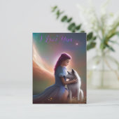 Ik hou van je... AI Fantasy Art Print Wolfcub & Gi Briefkaart (Staand voorkant)