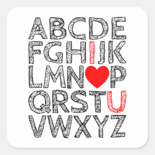 Ik hou van je alfabet letters Chalk Textured Vierkante Sticker