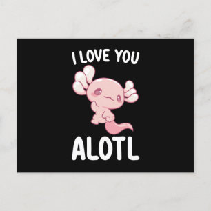 Ik hou van je Alotl Axolotl Valentijnsdag Briefkaart