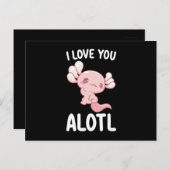 Ik hou van je Alotl Axolotl Valentijnsdag Briefkaart (Voorkant / Achterkant)