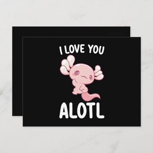 Ik hou van je Alotl Axolotl Valentijnsdag Briefkaart (Voorkant / Achterkant)