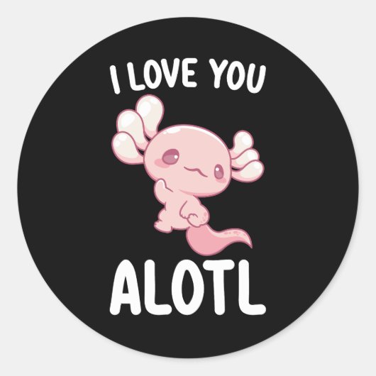 Ik hou van je Alotl Axolotl Valentijnsdag Ronde Sticker (Voorkant)