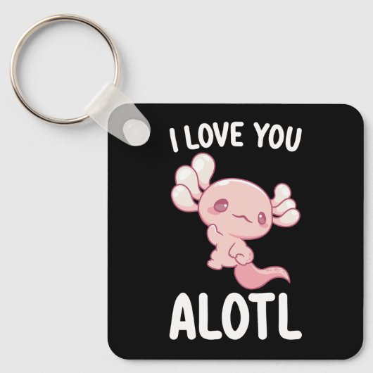 Ik hou van je Alotl Axolotl Valentijnsdag Sleutelhanger (Voorkant)