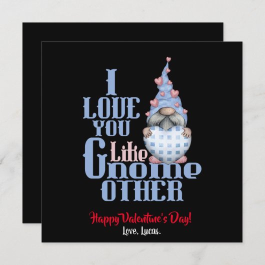Ik hou van je als Gnome Andere Valentijn Bedankkaart (Voorkant / Achterkant)