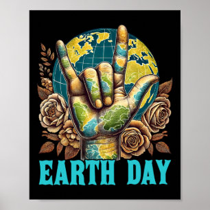 Ik hou van je als handteken Save Our Planet Retro Poster