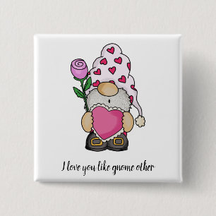 Ik hou van je als kabouter andere valentijnsliefde vierkante button 5,1 cm