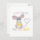 Ik hou van je als Mice Love Cheese Briefkaart (Voorkant / Achterkant)
