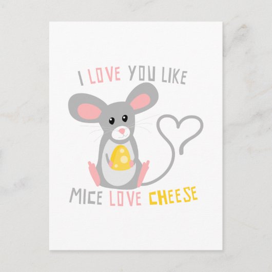 Ik hou van je als Mice Love Cheese Briefkaart (Voorkant)