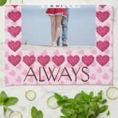 Ik hou van je altijd gepersonaliseerde foto theedoek (Gevouwen)