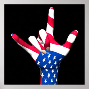 Ik hou van je Amerikaanse vlag Poster