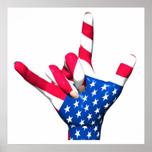 Ik hou van je Amerikaanse vlag Poster