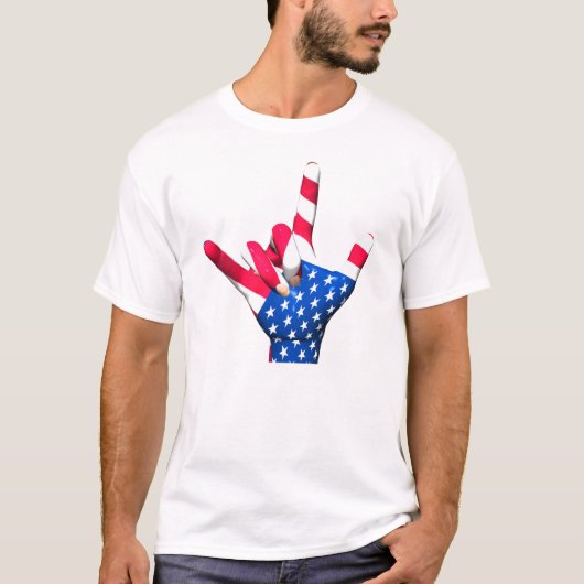 Ik hou van je Amerikaanse vlag T-Shirt (Voorkant)