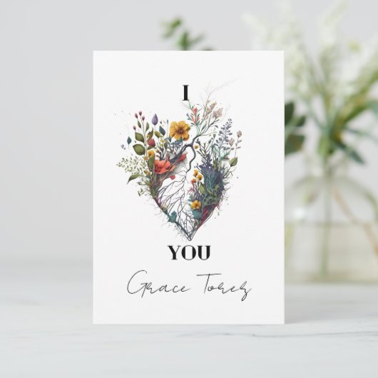 Ik hou van je anatomisch hart, gepersonaliseerd bedankkaart (Staand voorkant)