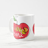 Ik hou van je appel met worm thee mok (Voorkant links)