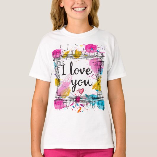 Ik hou van je Art Splash T-shirt (Voorkant)