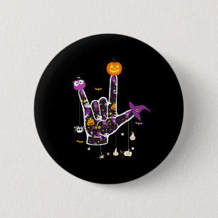 Ik hou van je ASL Halloween gebarentaal Halloween Ronde Button 5,7 Cm