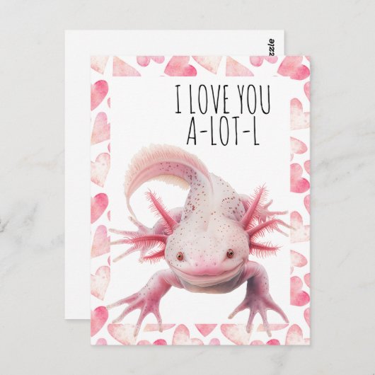 Ik hou van je Axolotl Briefkaart (Voorkant / Achterkant)
