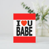 Ik hou van je baby-rode hart met relaties briefkaart (Staand voorkant)