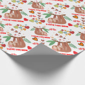 Ik hou van je Baby shower Mam Sloth Pattern Cadeaupapier (Hoek)