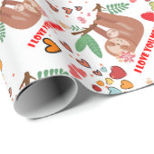 Ik hou van je Baby shower Mam Sloth Pattern Cadeaupapier (Rol Hoek)