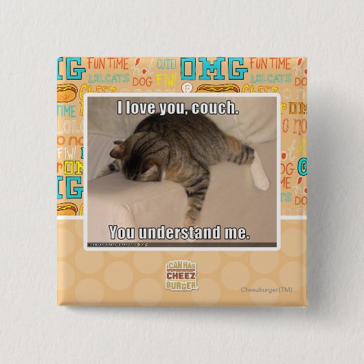 Ik hou van je, bank. vierkante button 5,1 cm (Voorkant)