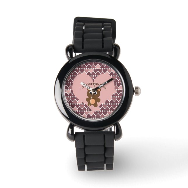 Ik hou van je, Beary Much. Achtergrond hart Horloge (Voorkant)