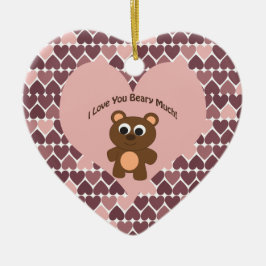 Ik hou van je, Beary Much. Achtergrond hart Keramisch Ornament