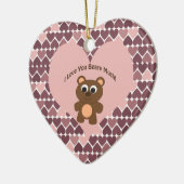 Ik hou van je, Beary Much. Achtergrond hart Keramisch Ornament (Links)