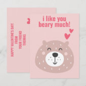 Ik hou van je, Beary Much. Cute Classroom Valentij Briefkaart (Voorkant / Achterkant)