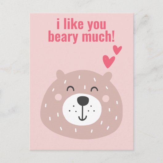 Ik hou van je, Beary Much. Cute Classroom Valentij Briefkaart (Voorkant)